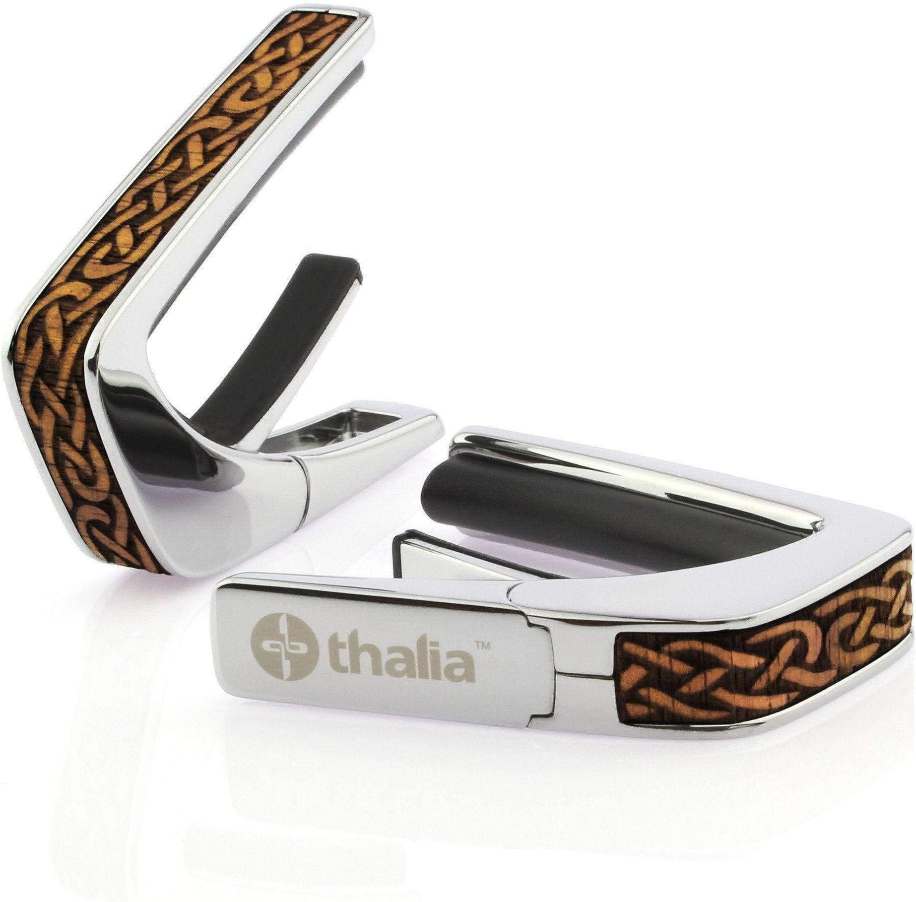 200 Series Thalia Capo Chrome Hawaiian Koa Celtic Knot | Capo | ThaliaCapos.com