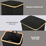 efluky 100L Laundry Basket with Lid Bamboo Handles XXL White/Black view 6