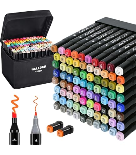 m@kt4本セット Maleta com 204 Canetas Touch Ponta Dupla – Perfeita para Artistas