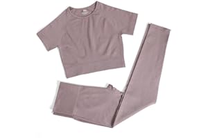 Workout Sets for Women Two Piece Outfits Seamless High Waist Leggings Yoga Crop Tops Athletic Sports Gym Sets