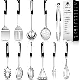 Stainless Steel Kitchen Utensil Set,11 Piece | Thick Stainless Steel Cooking Utensils, Metal Kitchen Tools Set, Dishwasher Safe