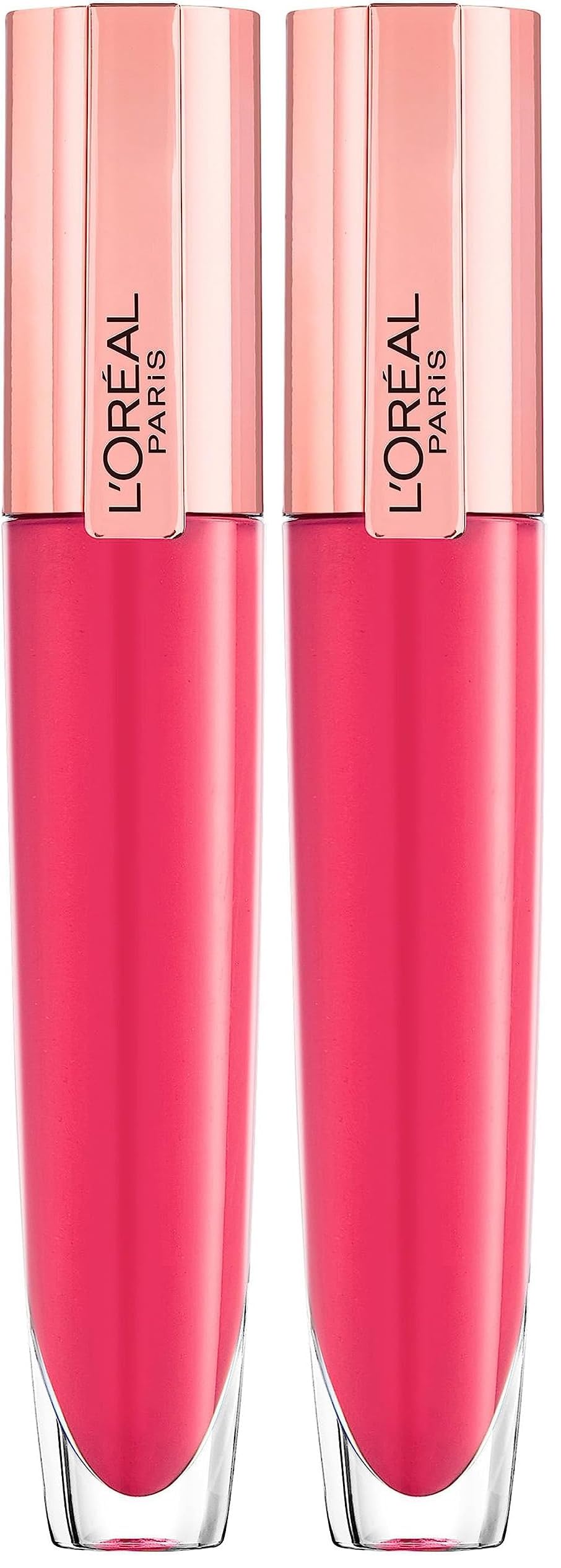 L'Oréal Paris Lip Gloss, Plumping and Hydrating, with Hyaluronic Acid and Collagen Complex, Glow Paradise Balm-In-Gloss, 408 I Accentuate (Pack of 2)