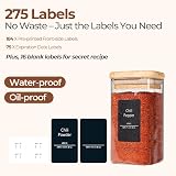 ComSaf 12Pcs Glass Spice Jars 300ml Bamboo Lid Labels Airtight Square view 5