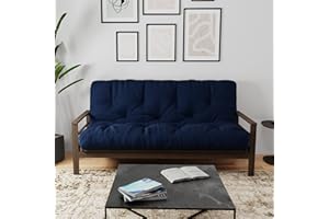 Royal Sleep Products by The Futon Factory 6 inch Foam Futon Mattress - Solid Navy Cover - Queen Size - CertiPUR Certified Foams - Made in USA - (Frame not Included)