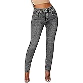 KICZOY Women's Casual Jeans Pencil Leg Pants High Stretch Mid Rise Jeans