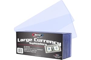 BCW Large Bill Currency Topload Holder - Pack of 25 | Clear Rigid PVC, Archival Quality Protection for Collectible Currencies | Numismatic Supplies for Collectors | Paper Currency Holders