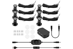 Dtructiew LED Spot Light 6PCS, Mini Led Spotlight Indoor with Dimmer, 1W 5V Dimmable LED Spot Lights Indoor Accent Lights Adjustable for Painting Picture Plants Jewelry Showcase Model Display