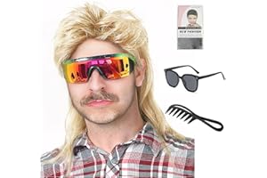 Auguyist Mullet Wigs for Men 70s and 80s Theme Party Costumes Fancy Party Accessory Cosplay Wig (Light Blonde)
