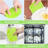 Vicloon 3 Pcs Dough Scraper Set Stainless Steel? Plastic Shape Spatulas Green view 4