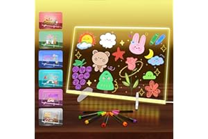 Corpower LED Note Board with Colors, Acrylic Dry Erase Board with Light, 13.8"X10" 4 Modes & 7 Colors Led Drawing Board for Kids with Invisible Stand, Rewritable Glow Memo for Office, Home, Kids