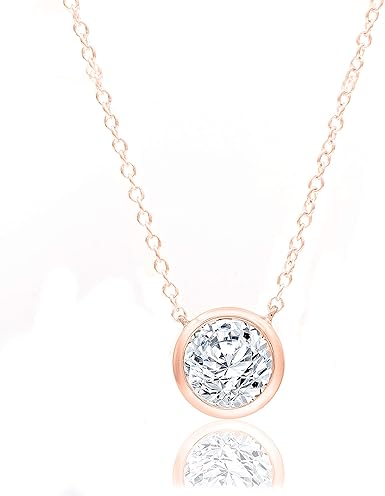 1/2 Carat Natural Diamond Necklace 10K Rose Gold (H-I Color, 364439-10R