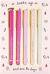 Eccolo Dayna Lee Collection Own The Day - Fine Tip Black Ink Ballpoint Pens (Set of 5), Inspiring Quotes, Gift Boxed