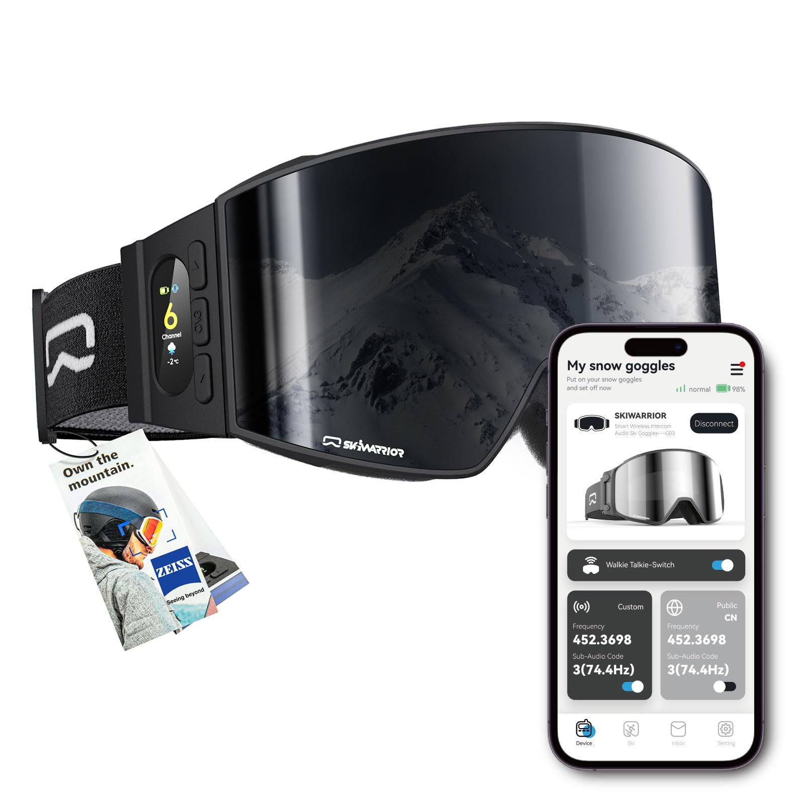 Photo 1 of SKIWARRIOR G01 Bluetooth Smart Ski Goggles with Walkie-Talkie-Snowboarding Goggles with Play Music Answer Calls