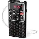 PRUNUS J-328 Mini Portable Pocket FM Radio MP3 Walkman Radio with Recorder, Lock Key, SD Card Player, Rechargeable Battery Op