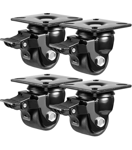 Hirate 3" Plate Caster Set Of 4 With Brake, Heavy Duty Top Plate Industrial Casters Safety Dual Locking Load 600lbs Swivel Casters For Cart - View #5