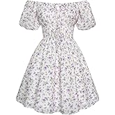 Scarlet Darkness Women's Off The Shoulder Summer Dress Floral Puff Sleeve Renaissance Dresses