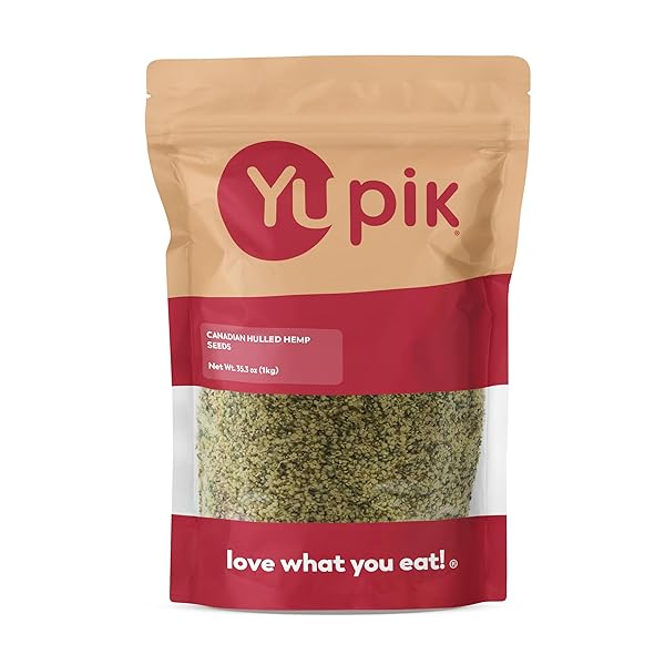 YUPIK CANADIAN HULLED HEMP SEEDS, 2.2 LB (35.2 OZ), GLUTEN-FREE, KOSHER, VEGAN, RAW SEEDS, SHELLED HEMP HEARTS, SALT-FREE, SOURCE OF OMEGA-3 & OMEGA-6, PLANT-BASED PROTEIN, IDEAL FOR TOPPING & BAKING