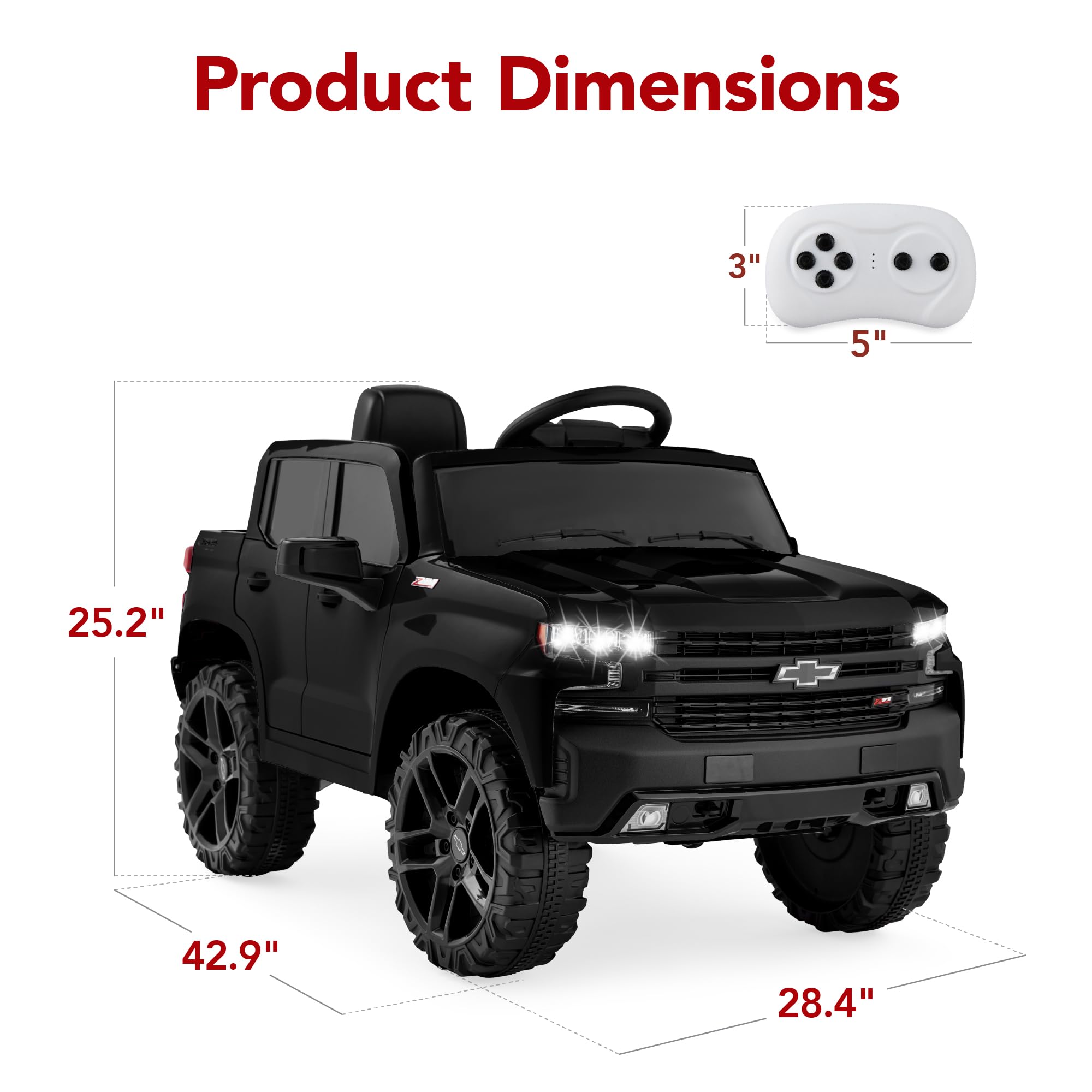 Best Choice Products 12V Licensed Chevrolet Silverado Ride On Truck, Electric Car Toy w/Parent Remote Control, Truck Bed Storage, Bluetooth Speaker, LED Lights, 2.5 MPH Max Speed - Black
