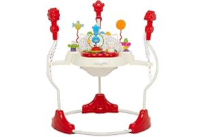 Dream On Me Zany 2-in-1 Baby Activity Center and Bouncer in White and Black Print, Sturdy and Strong Frame, 3 Height Position