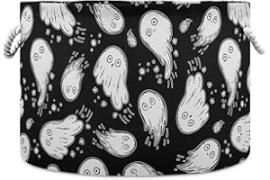 visesunny Collapsible Large Capacity Basket Ghost Cartoon Character Clothes Toy Storage Hamper with Durable Cotton Handles Home Organizer Solution for Bathroom, Bedroom, Nursery, Laundry,Closet