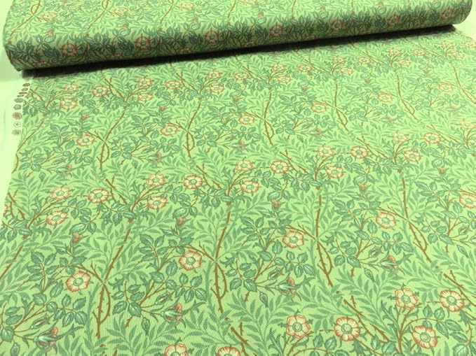 Amazon Moda モダ Morris ウイリアムモリス ツルバラ ライトグリーン シーチング生地 花柄 生地 ぬの 布地 服地 パッチワーク 布 生地 通販