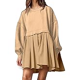 Oversized Sweatshirt Dress Women Long Sleeve Crew Neck Patchwork Pullover Tops Sweatshirt Jump Mini Dress