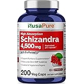 NusaPure Schizandra Berries 20:1 Extract, 225 mg Equivalent to 4500mg, 200 Vegan Capsules (Non-GMO, Bioperine)