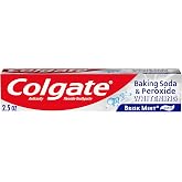 Colgate Baking Soda and Peroxide Whitening Toothpaste, Fluoride Formulated, Removes Surface Stains, Brisk Mint, 2.5 oz