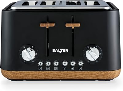Salter Toronto 4-Slice Toaster Wide Slots 6 Browning Levels Defrost Reheat