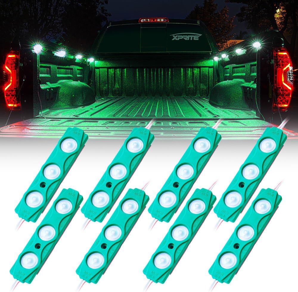 Xprite White Truck Pickup Bed Light Kit, 24 Led Cargo Rock Lighting Kits w/Switch for Van Off-Road Under Car, Side Marker, Foot Wells, Rail Lights - 8 PCS: Automotive