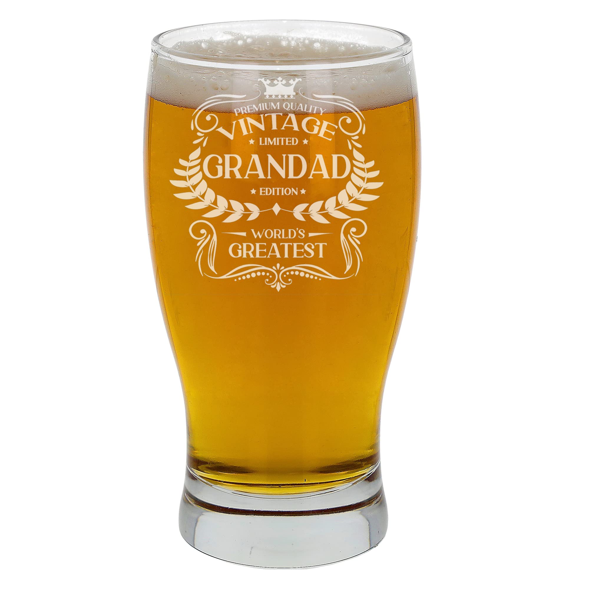 Always Looking Good Gifts for Grandad Vintage World's Greatest Grandad Engraved Pint Beer Glass Present for Grandfathers Etched Cider Lager Beer Tulip Pint Glasses