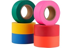 G GEYYANG GEYYANG Flagging Tape,3.35 Mil Thick,6 Assorted Colors,1-3/16" x 98ft(Total 590ft) - Neon Marking Tape for Survey Boundaries, Trees and Hazardous Areas - Weatherproof and Fade-Resistant
