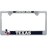 Elektroplate Lone Star State Texas Flag Chrome-Plated All-Metal Standard Size Premium 3D License Plate Frame Tag Holder for Cars/SUVs/Trucks Weather-Proof Automotive Accessory