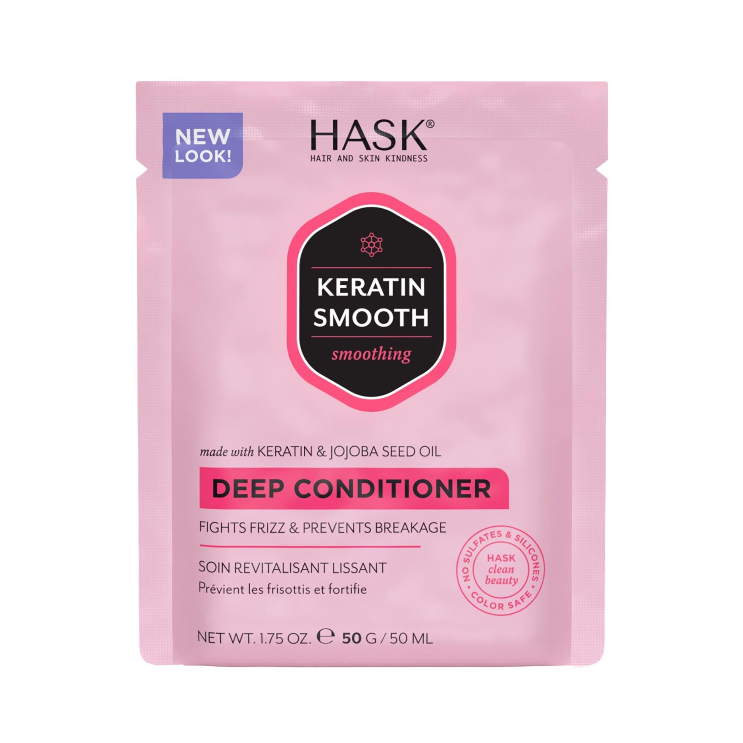 HASK Keratin Smoothing Deep Conditioner Treatment for all hair types, colour safe, gluten-free, sulfate-free, paraben-free - 1 50mL Packette