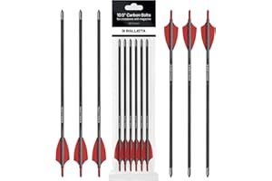 BALLISTA 10.5" Crossbow Bolts Carbon Arrows, Half-Moon Nocks, OD 5.5mm for BAT Regular and Reverse with Magazine