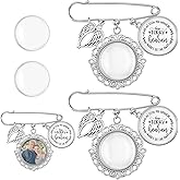 Tondiamo 2 Set Wedding Bouquet Photo Charms with Angel Wing DIY Memorial Pin Bridal Bouquet Charms for Wedding Memory Friend Gown Ceremony Mother of Bride or Groom or Flowers Graduation Cap Decoration