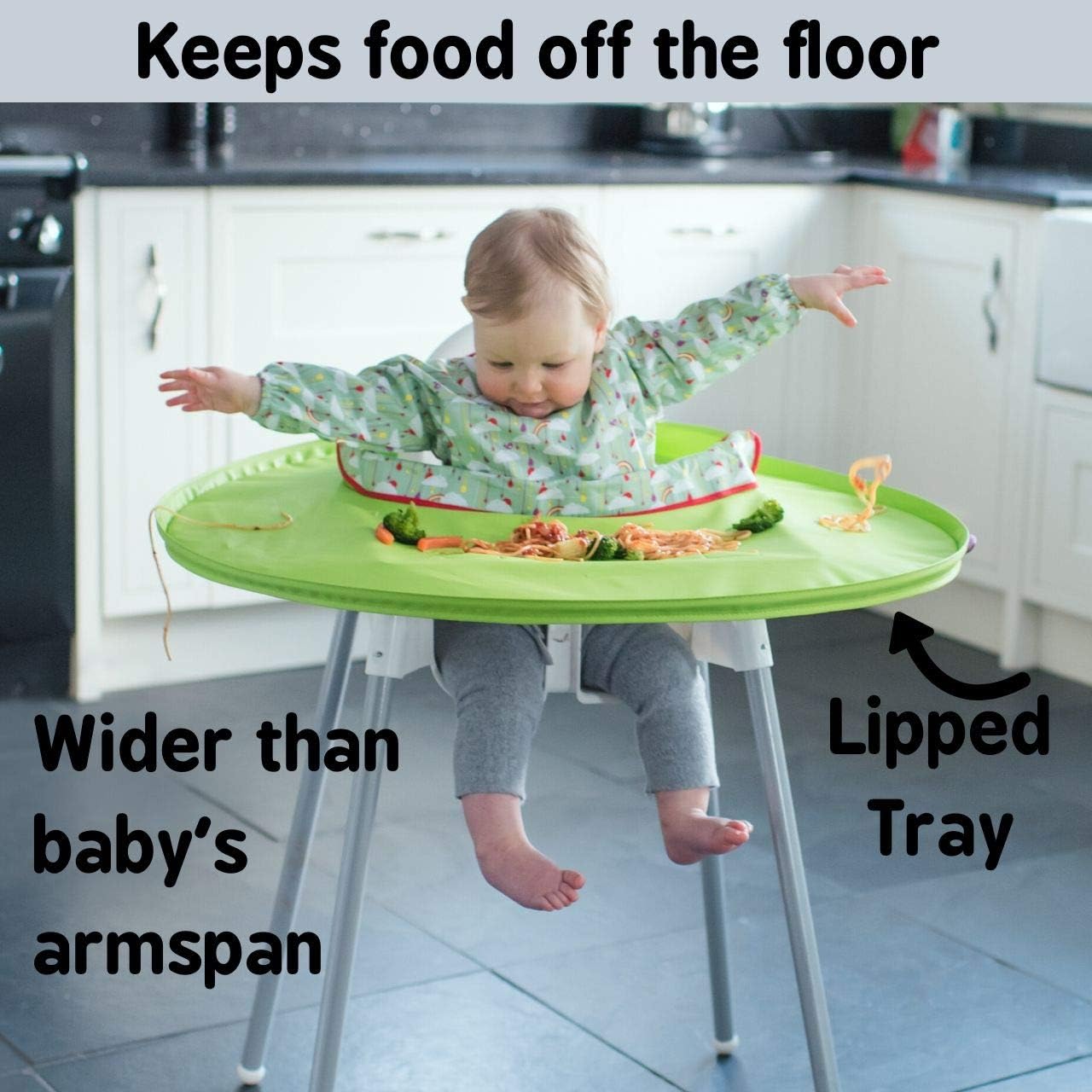 Tidy Tot Weaning Bib & Tray Kit. Weaning Set Attaches to Highchair for Mess Proof Baby Feeding. Essential Baby Led Weaning Bib BLW. Waterproof Long Sleeve Bibs Set for Babies 6-24 months - Image 3