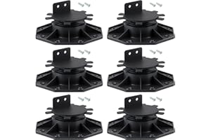 Singvon 6 Pcs Joist Support Pedestals, Adjustable Decking & Flooring Support Pedestal for Deck, Timber Base