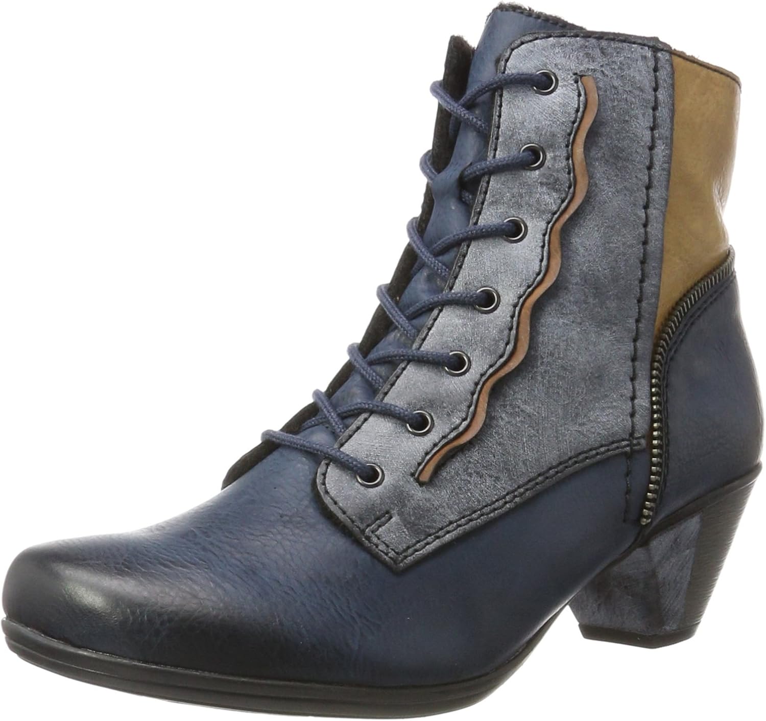 Amazon.com | Rieker Womens L. Zipper Boots Navy/Jeans/Brandy/Nutmeg Size 41 M EU / 8 F(M) UK 