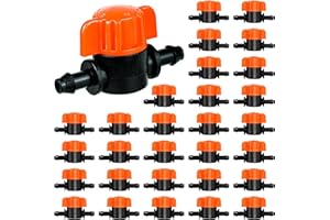 DUEILGO 30PCS 1/4 Inch Drip Irrigation Valves, Drip Irrigation Shut Off Switch Valve for 1/4" Drip Irrigation Tubing Drip Line Cut Off Valve for Garden Lawn Irrigation System