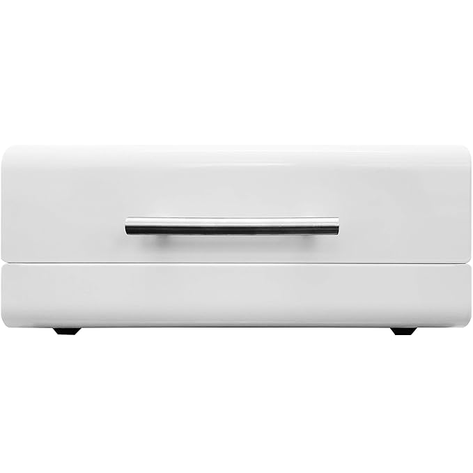 White Sleek Modern Bread Box For Kitchen Counter Steel Bread Storage