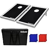 GoSports CornHole Bean Bag Toss Game Set - Superior Aluminum Frame (American Flag, Football and Black designs)
