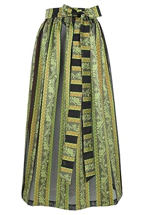 Stützle Damen Dirndl-Schürze lang gestreift schwarz grün, grün,
