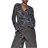Floerns Women's Long Sleeve Cardigan Sweaters Fall Clothes Knit V Neck Sweater with Belt