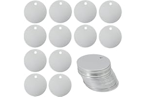StayMax Round Aluminum Blank Tags Stamping Blanks Engraving Blanks 25 Pack (Siver)