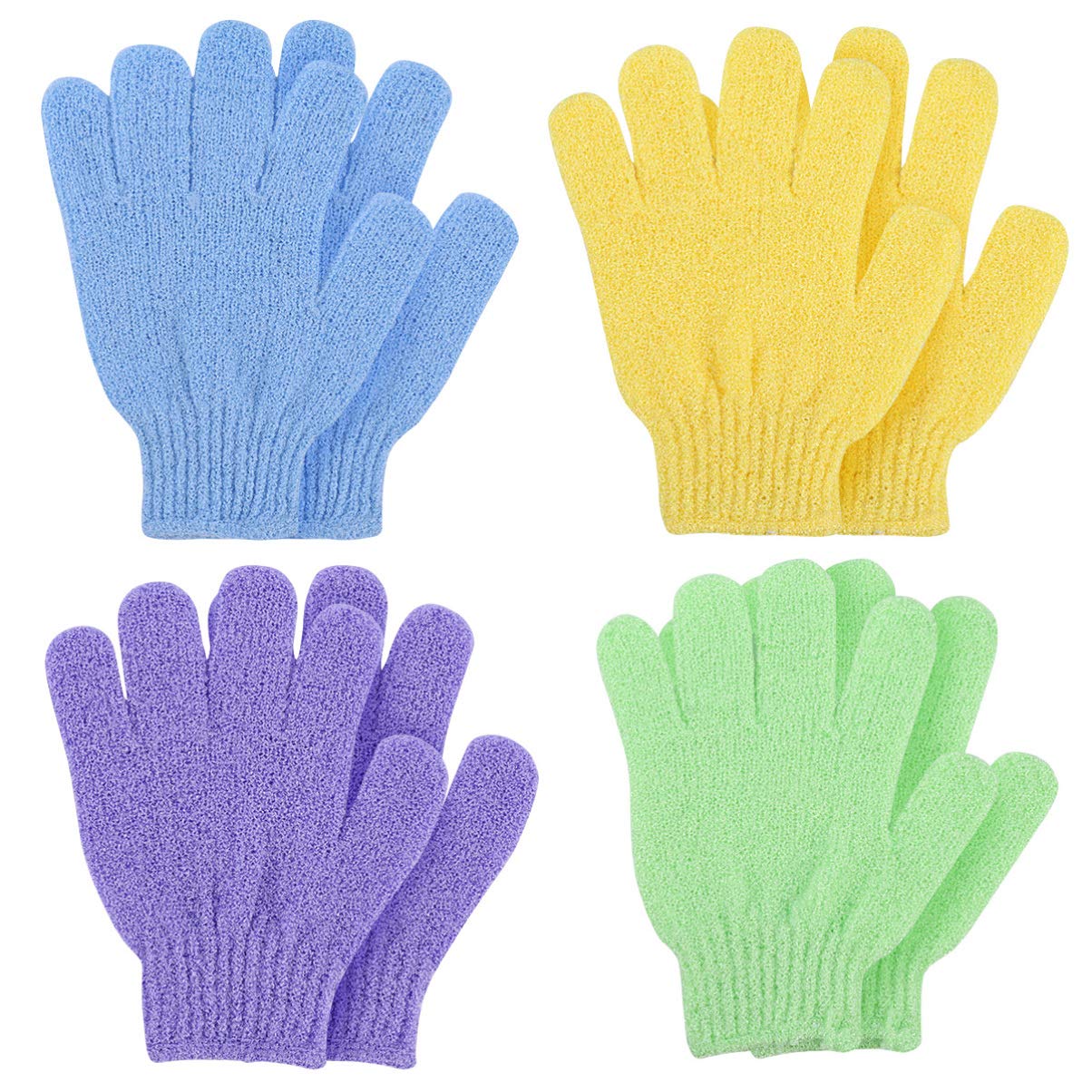 Lurrose 4 Pairs Shower Exfoliating Gloves Body Scrub Gloves Nylon Gloves Mitt Exfoliator for Adults