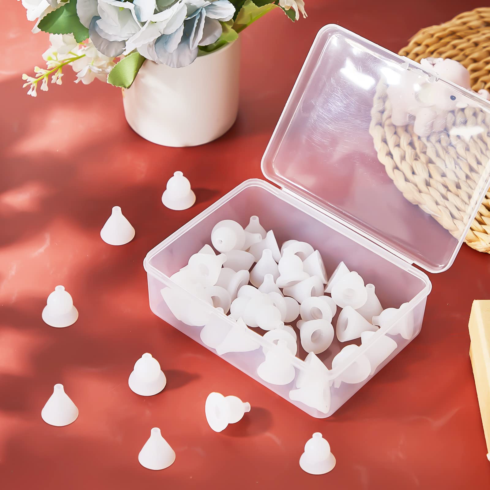 Fabbay 40 Pcs Nasal Aspirator Replacement Tips Silicone Tips for Electric Baby Nasal Aspirator Accessory Kit Reusable Nose Sucker Replacement Kit with a Storage Box for Baby Toddler Infant, 2 Shapes