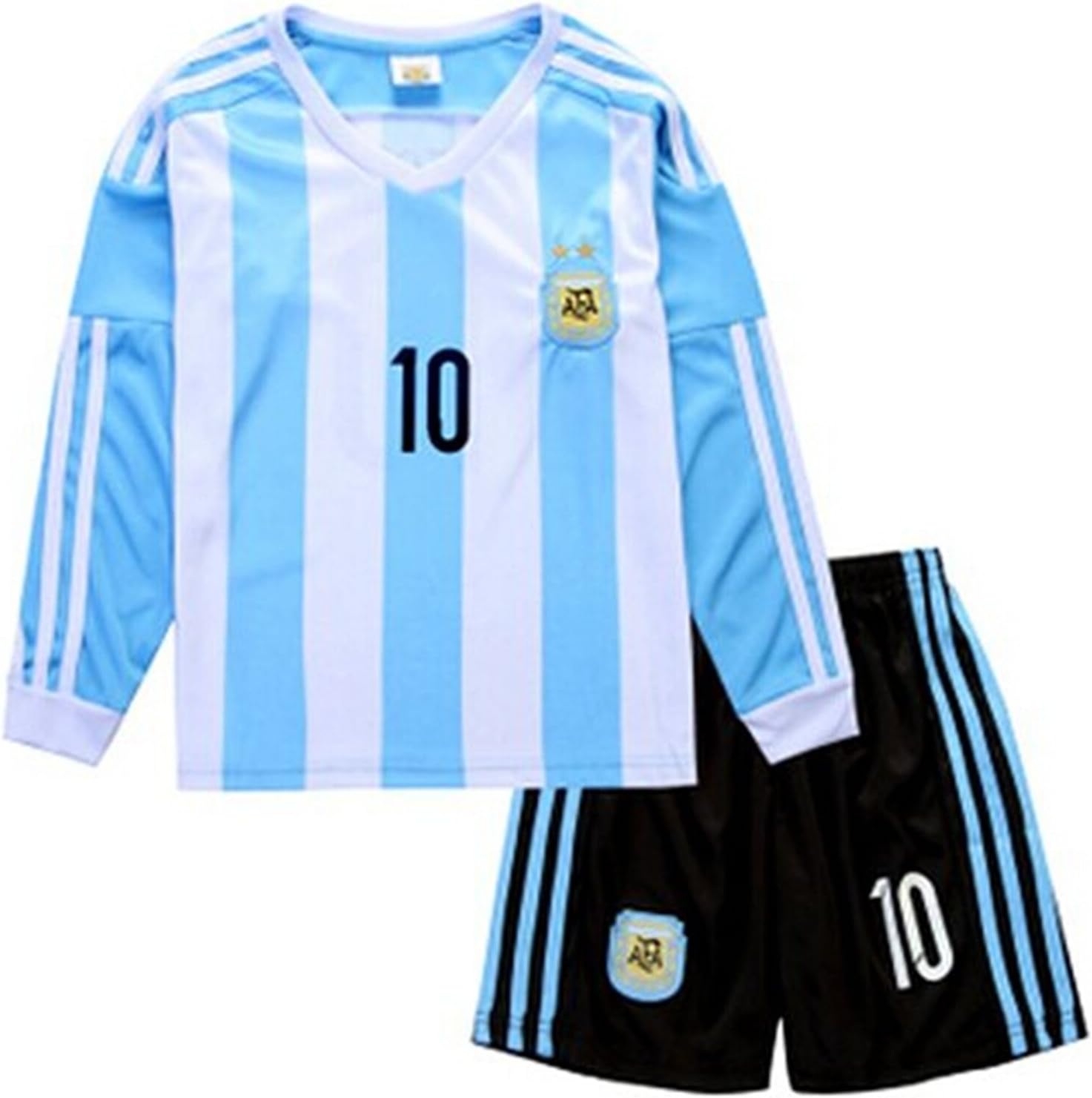 TTP Sport Children Stadium Soccer Jersey Football Club Shirts One Set (Medium, (#9cc08)home(15-16)Argentina NO.10 MESSI Long Sleeve)