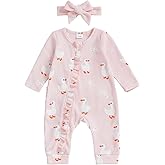 Baby Girl Boy Easter Outfit Bunny Print Long Sleeve Sweatshirt Romper Jumpsuit Infant Spring Summer Clothes