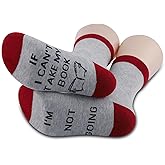 PXTIDY 2 Pairs Book Lovers Socks If I Can't Take My Book I'm Not Going Reading Bookworm Novelty Socks Book Lover Gift